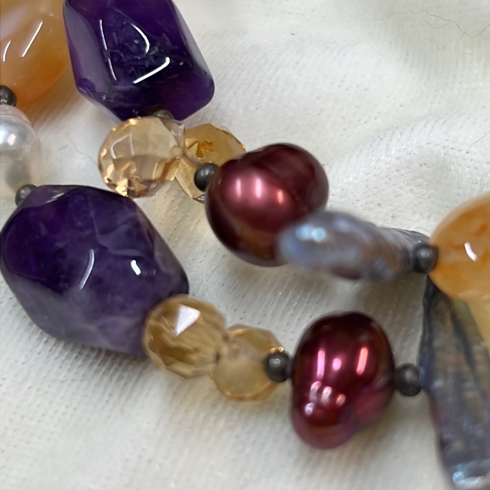 Alexander Kalifano nwt 18 “ silver tone, amethyst, citrine and pearl necklace